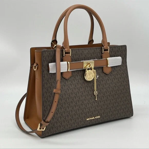 Michael Kors Medium Hamilton Satchel Bag Brown - Picture 1 of 13